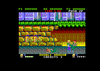 Double Dragon (Amstrad CPC) screenshot: One of your enemies is down on the ground