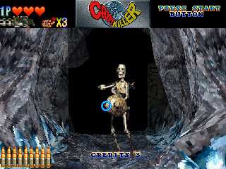 Crypt Killer (SEGA Saturn) screenshot: Skeletor attacks!