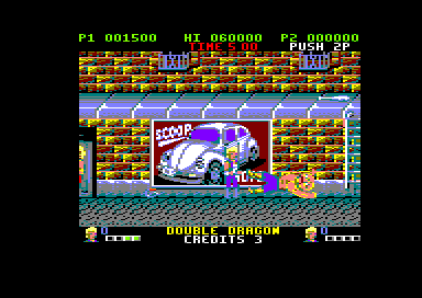 Double Dragon (Amstrad CPC) screenshot: B.B.D. is down on the ground