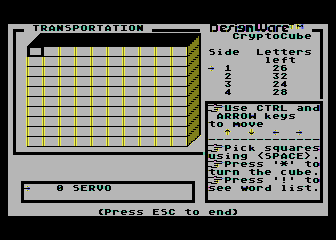 Crypto Cube (Atari 8-bit) screenshot: Beginning a really big crypto cube