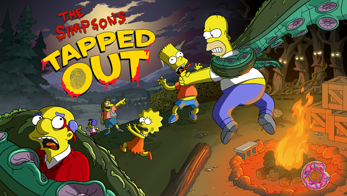 The Simpsons: Tapped Out (iPhone) screenshot: Splash screen for Treehouse of Horror XXVI Event (v. 4.17.X)