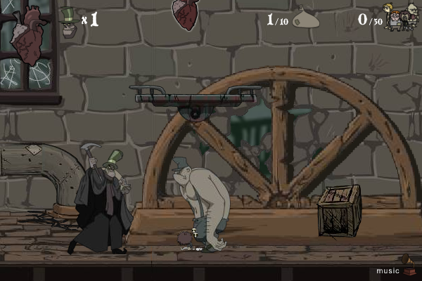 Orphan Feast (Browser) screenshot: Tom is going to hit this enemy.