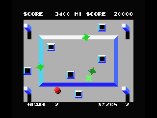 XYZOLOG (MSX) screenshot: You'll enter the next level when you rolled over all flashing points