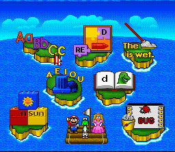 Mario's Early Years: Fun With Letters (SNES) screenshot: Activity Selection Screen