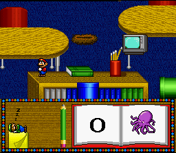 Mario's Early Years: Fun With Letters (SNES) screenshot: Luigi, sleeping on the job