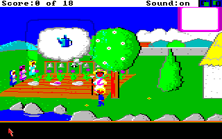 Mixed-Up Mother Goose (Amiga) screenshot: In case you don't know what watering can looks like