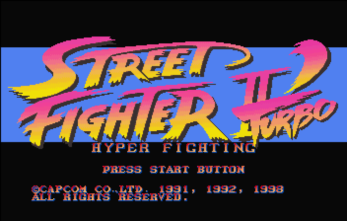 Street Fighter Collection 2 (SEGA Saturn) screenshot: SFII:HF title screen.