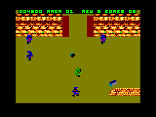 Commando (Amstrad CPC) screenshot: Welcome to the end of the level