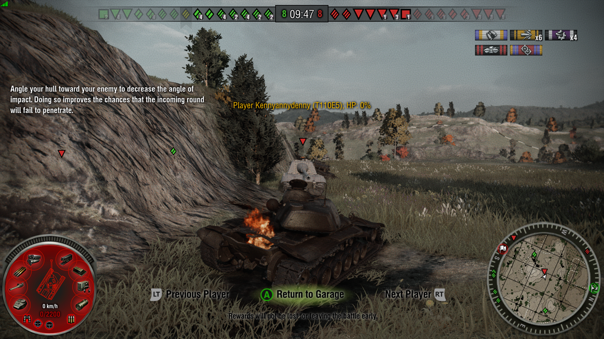World of Tanks: Xbox 360 Edition (Xbox One) screenshot: Alas, my teammates came to late to my rescue. I have been destroyed with only three shots!