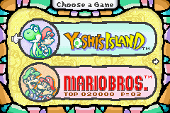 Yoshi's Island: Super Mario Advance 3 (Game Boy Advance) screenshot: The Game Select Menu