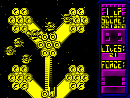 Sabotage (ZX Spectrum) screenshot: Blast the aliens