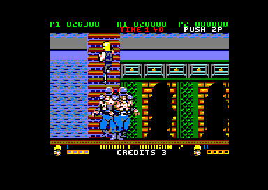 Double Dragon II: The Revenge (Amstrad CPC) screenshot: Getting warmer (128K floppy disk version)