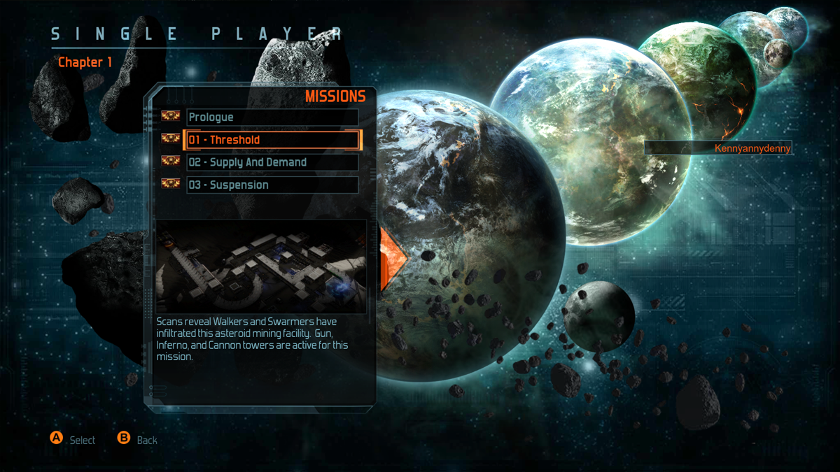 Defense Grid 2 (Xbox One) screenshot: During the campaign a lot of different missions can be chosen.