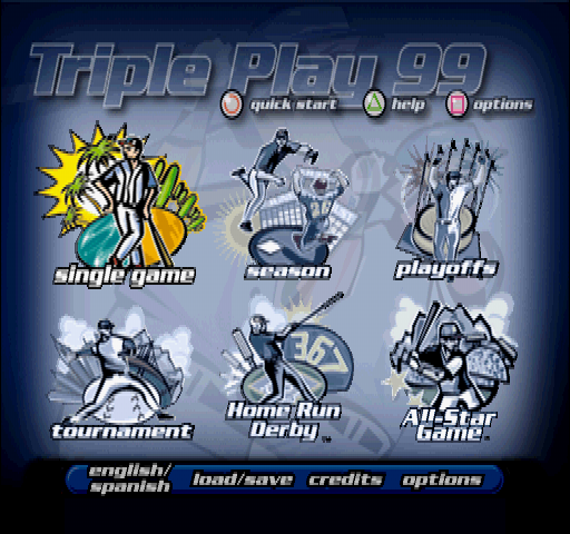 Triple Play 99 (PlayStation) screenshot: Game selection