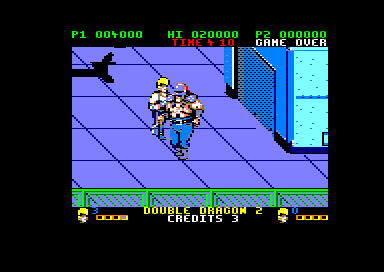 Double Dragon II: The Revenge (Amstrad CPC) screenshot: Boss (128K floppy disk version)