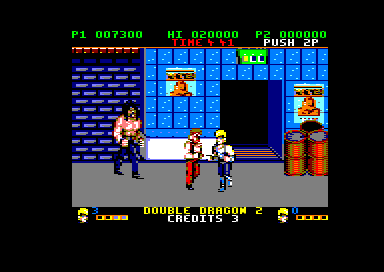 Double Dragon II: The Revenge (Amstrad CPC) screenshot: Stage 2 (128K floppy disk version)