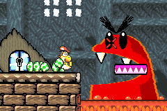 Yoshi's Island: Super Mario Advance 3 (Game Boy Advance) screenshot: Despite having a large mouth, this guy's not overly fond of eggs.