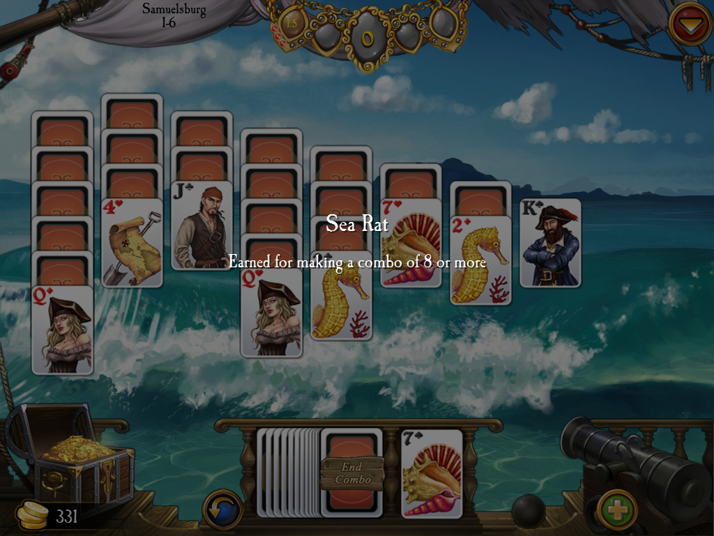 Seven Seas Solitaire (iPad) screenshot: I got an achievement