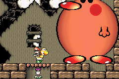Yoshi's Island: Super Mario Advance 3 (Game Boy Advance) screenshot: He's rather shy.