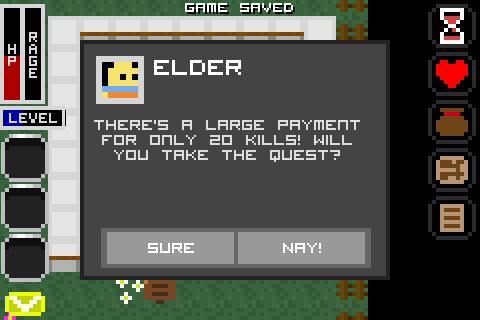 Legends of Yore (Linux) screenshot: The elder gives me a quest