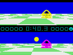 Ballblazer (ZX Spectrum) screenshot: Head to head with your opponent!