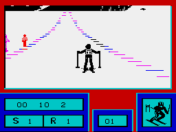 Downhill Challenge (ZX Spectrum) screenshot: Giant slalom now