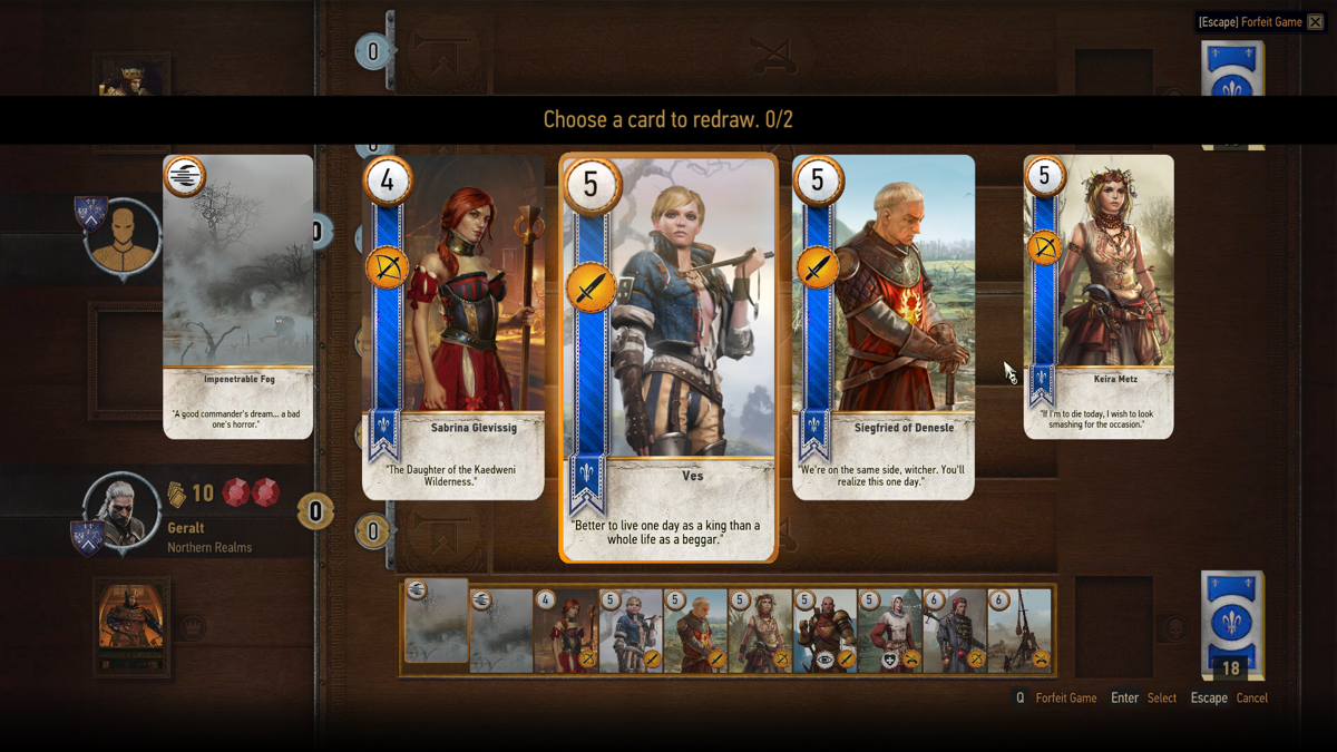 The Witcher 3: Wild Hunt (Windows) screenshot: The card game is beautifully designed and can occupy you for quite a while