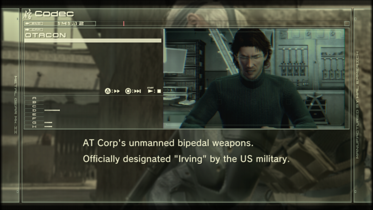 Metal Gear Solid 4: Guns of the Patriots (PlayStation 3) screenshot: Otacon is here again to play his role