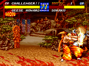 Fatal Fury 3: Road to the Final Victory (Neo Geo) screenshot: You don't necessarily have to have the power of demons to show your opponent who's boss! >:)