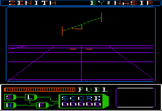 Zenith (Apple II) screenshot: The game in progress