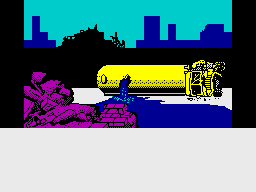 After Shock (ZX Spectrum) screenshot: Viewing the devastation