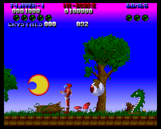 Plexu: The Time Travellers (Amiga) screenshot: Huge eye and Dragon
