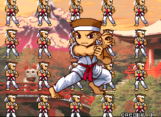 Bust-A-Move 3 (Arcade) screenshot: Musashi looks like a Ryu wannabe