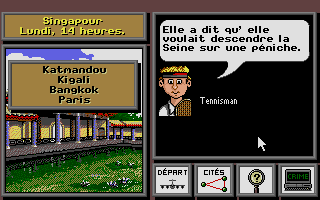 Where in the World is Carmen Sandiego? (Enhanced) (Atari ST) screenshot: Tennisman comments...