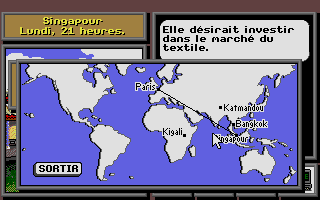Where in the World is Carmen Sandiego? (Enhanced) (Atari ST) screenshot: Flying to Paris...Map view...