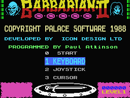 Axe of Rage (MSX) screenshot: Title and credits screen