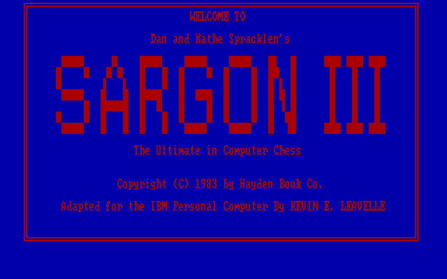Sargon III (DOS) screenshot: Title screen (CGA / Original Release version 1983)