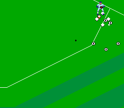 Bases Loaded 4 (NES) screenshot: The field view was unchanged over Bases Loaded 3, but the fielders were drawn much larger