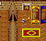 Conker's Pocket Tales (Game Boy Color) screenshot: The game starts in Conker's house. Collect some items here.