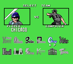 Bases Loaded 4 (NES) screenshot: Picking teams for yourself and the computer