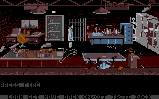 Mean Streets (Atari ST) screenshot: Davis' lab.