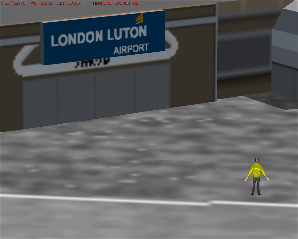 GB Airports (Windows) screenshot: Luton - one of the air-marshals at the gate.
