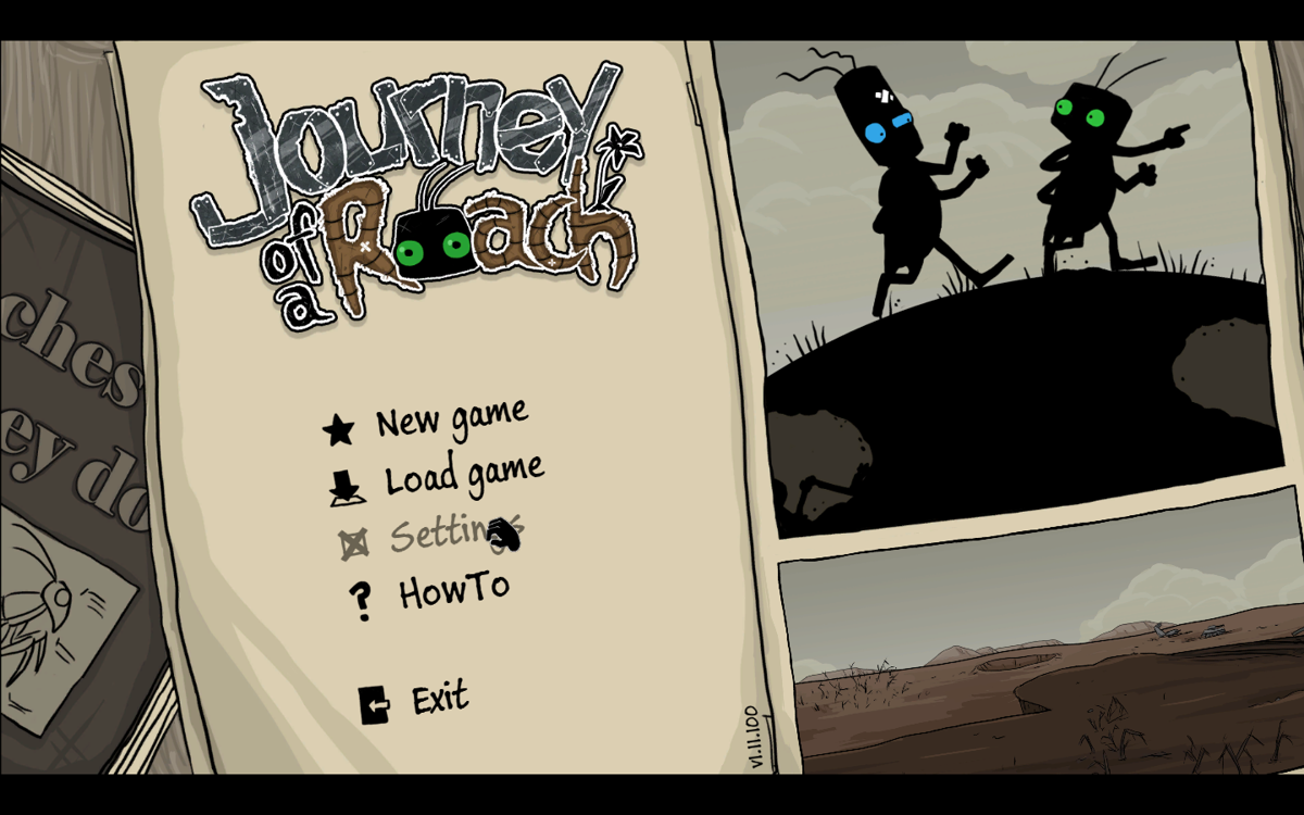 Journey of a Roach (Windows) screenshot: Main menu.