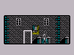 Batman: The Caped Crusader (ZX Spectrum) screenshot: When you leave the batcave you appear in an alleyway
