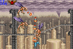 Contra Advance: The Alien Wars EX (Game Boy Advance) screenshot: Eliminating some flying aliens with "intelligent" ammunition.