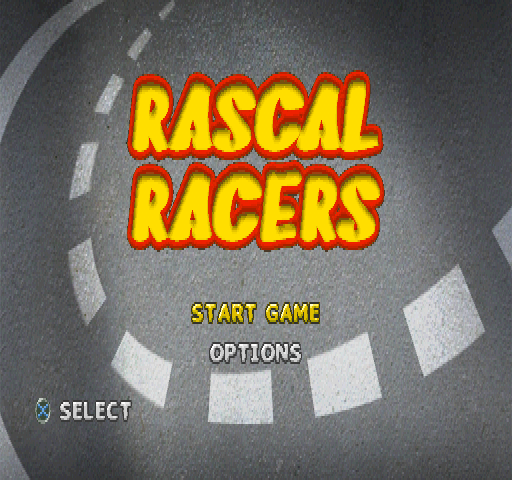 Rascal Racers (PlayStation) screenshot: Title screen.