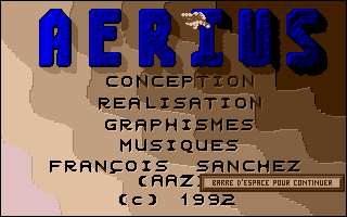 Aerius (Atari ST) screenshot: Title screen