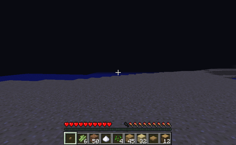 Minecraft (Windows) screenshot: Nighttime on a beach.