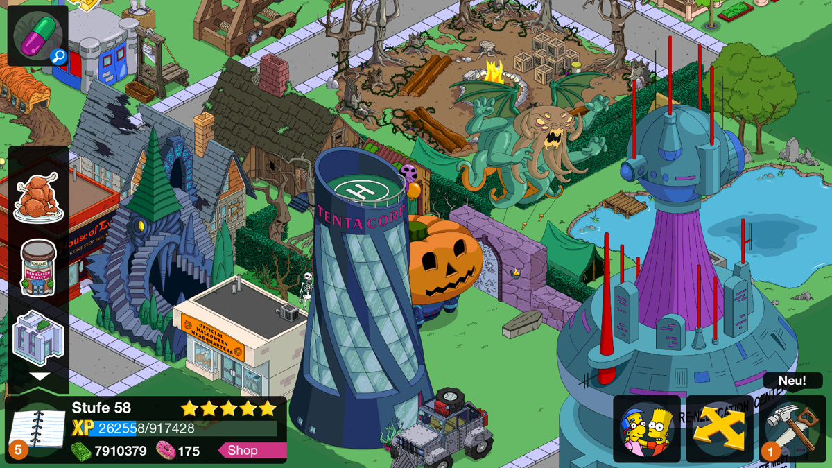 The Simpsons: Tapped Out (Android) screenshot: The rewards for the Treehouse of Horror 2015 quests.