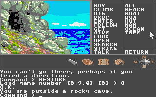 Mindshadow (Atari ST) screenshot: Outside cave.